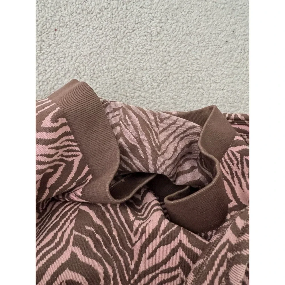 Free People FP Movement Womens Flutter Kick Tank Top Brown Zebra Print M/L